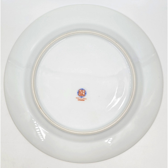 P.B. Japan Charm 9 7/8" Dinner Plate Floral Scroll Gold Green Trim 1950s - Picture 4 of 4